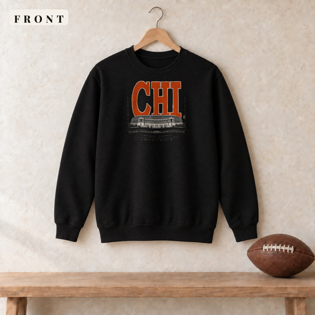 Crewneck · Black · front · Chicago Blueprint City crewneck in black
