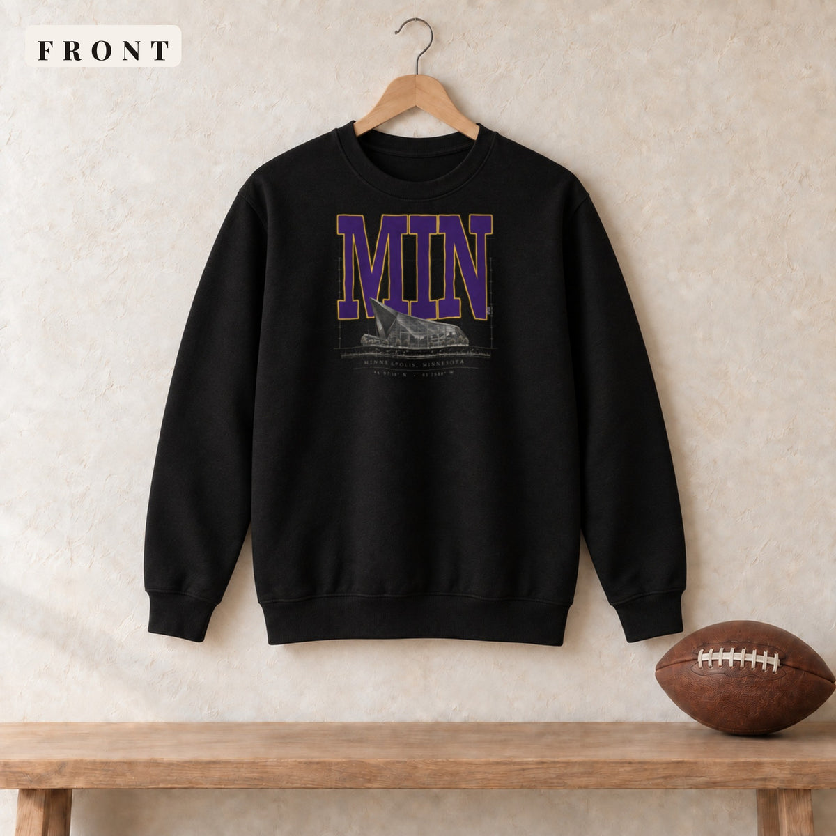 Crewneck · Black · front · Minnesota Blueprint City crewneck in black