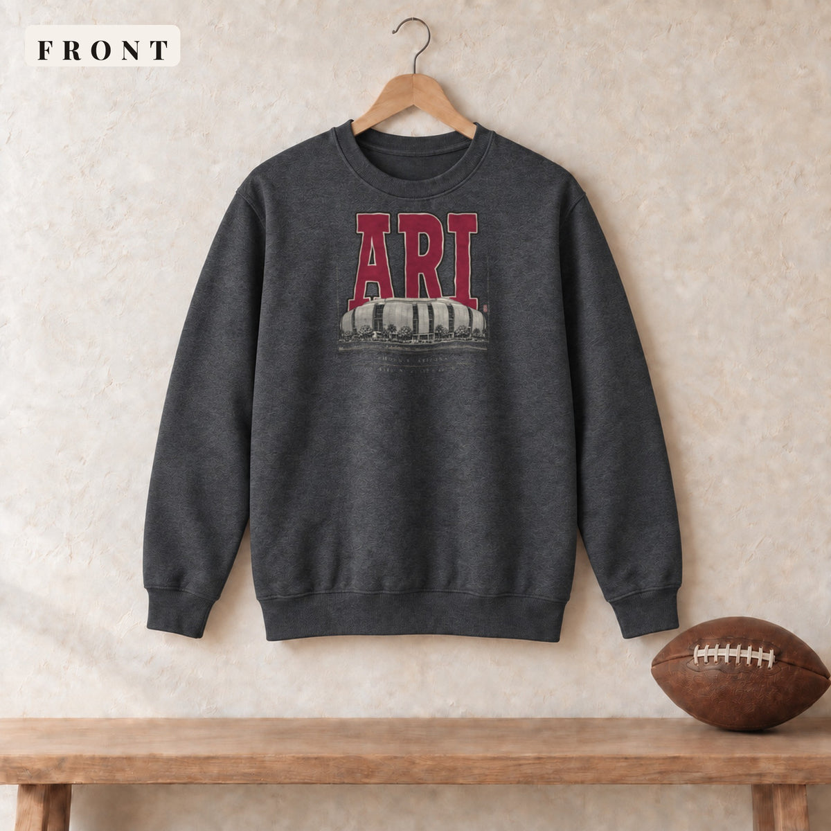 Crewneck · Dark Heather · front · Arizona Blueprint City crewneck in dark heather