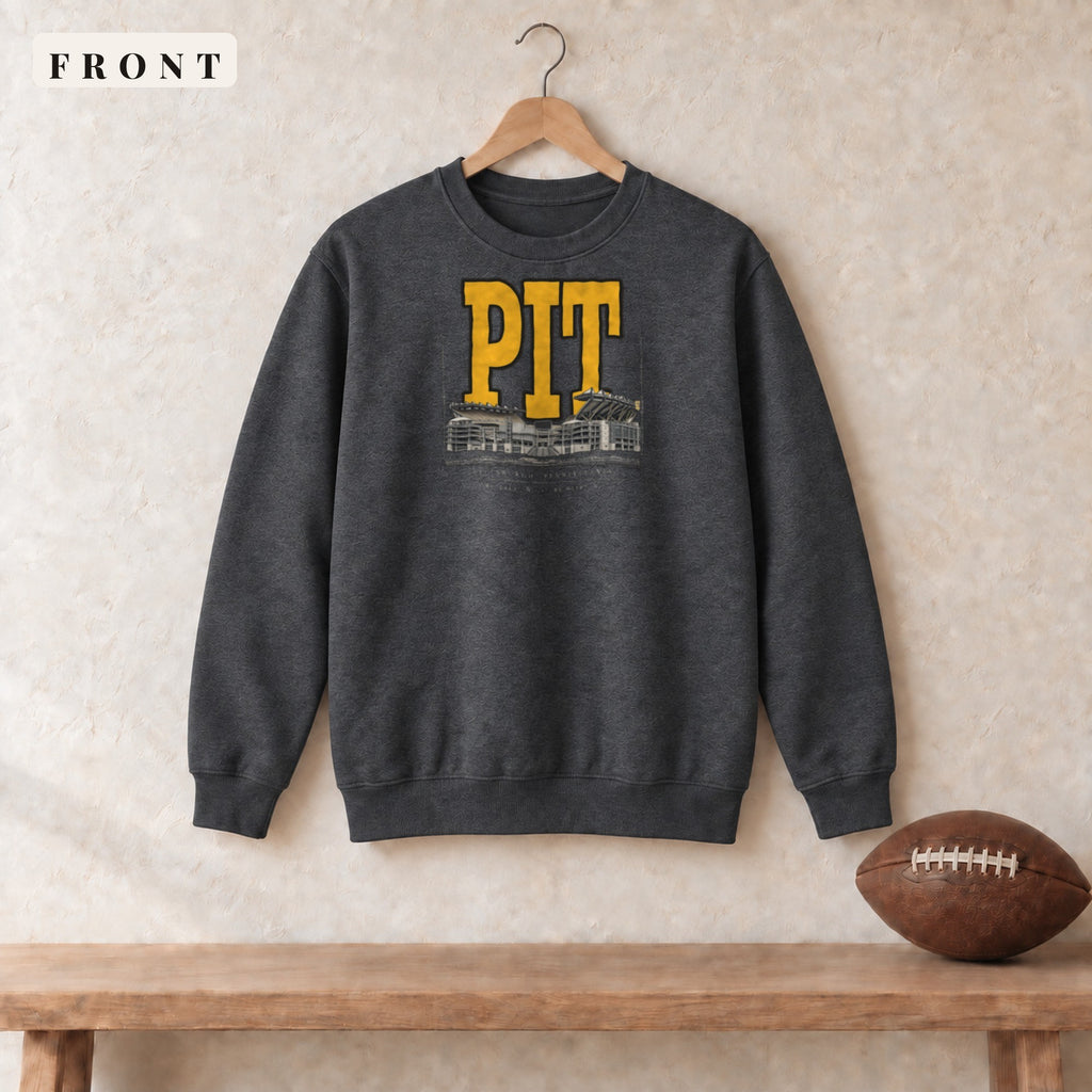Crewneck · Dark Heather · front · Pittsburgh Blueprint City crewneck in dark heather
