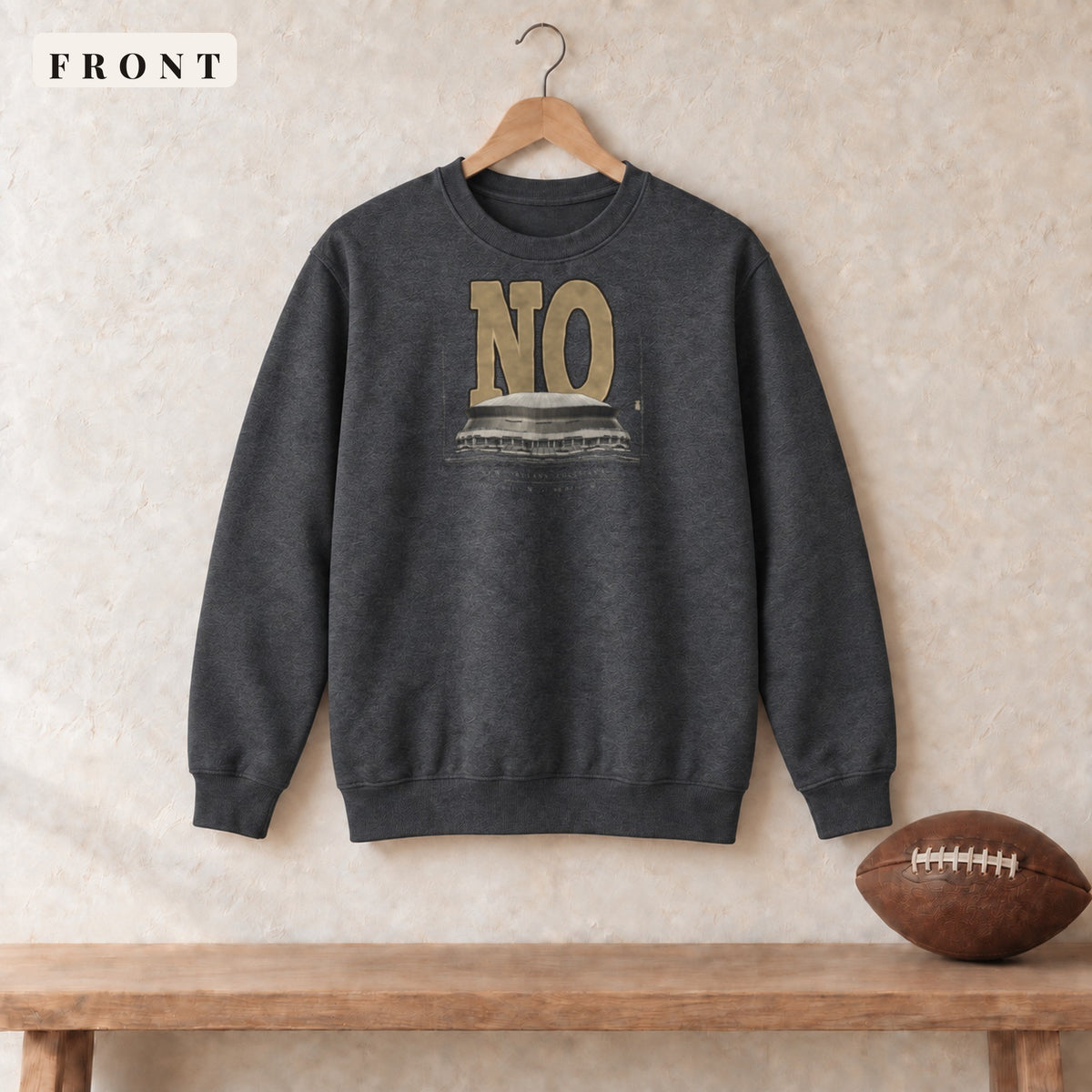 Crewneck · Dark Heather · front · New Orleans Blueprint City crewneck in dark heather