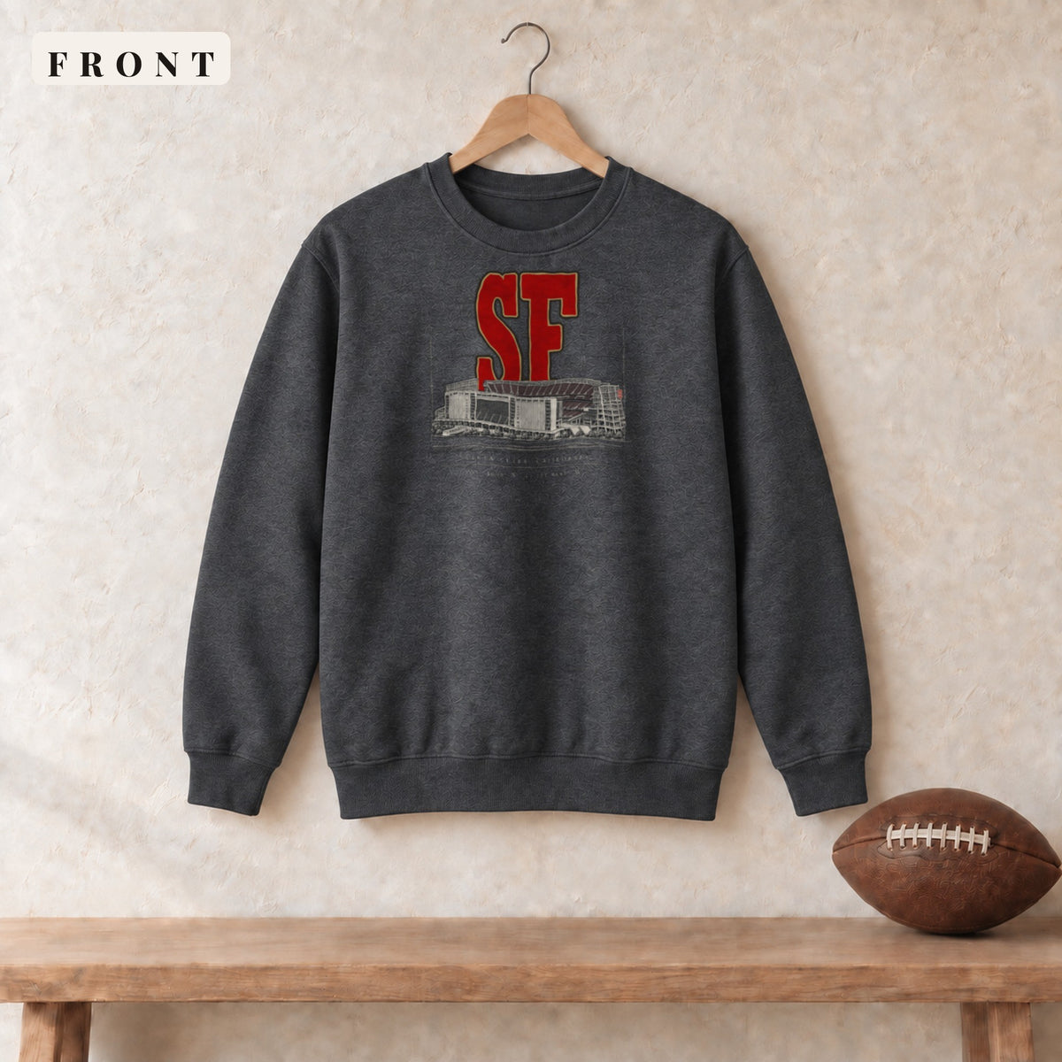Crewneck · Dark Heather · front · San Francisco Blueprint City crewneck in dark heather