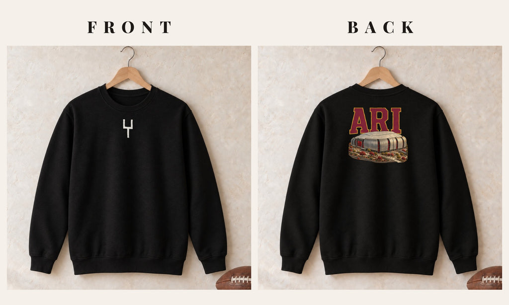 Crewneck + Goalpost Front · Black · front and back · Arizona Home Field Advantage crewneck in black