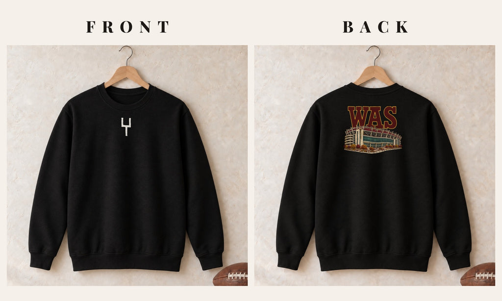 Crewneck + Goalpost Front · Black · front and back · Washington Home Field Advantage crewneck in black