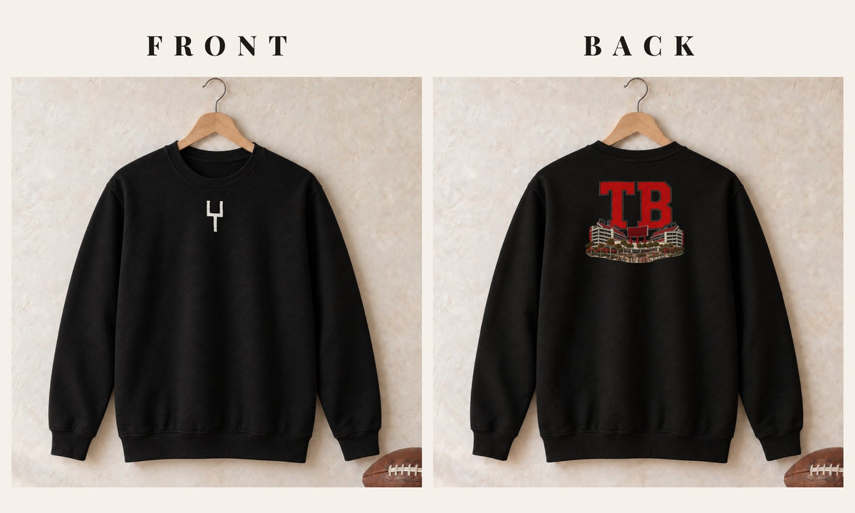 Crewneck + Goalpost Front · Black · front and back · Tampa Bay Home Field Advantage crewneck in black