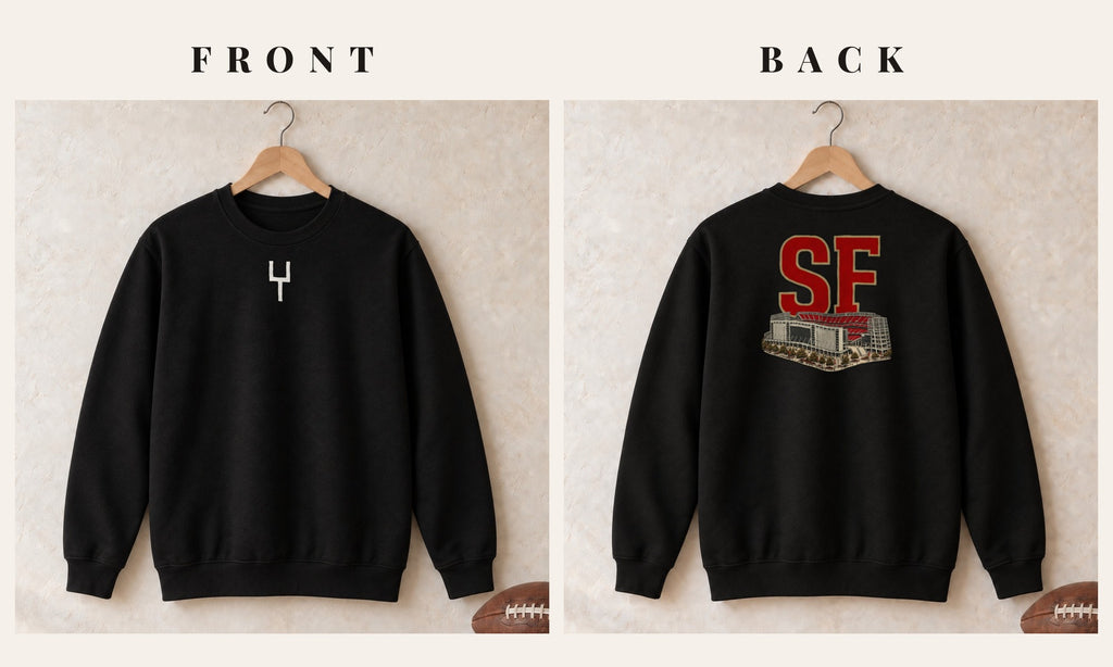 Crewneck + Goalpost Front · Black · front and back · San Francisco Home Field Advantage crewneck in black