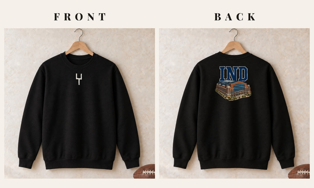 Crewneck + Goalpost Front · Black · front and back · Indianapolis Home Field Advantage crewneck in black
