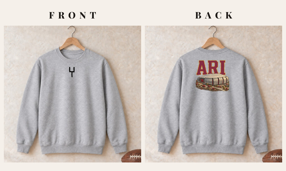 Crewneck + Goalpost Front · Sport Grey · front and back · Arizona Home Field Advantage crewneck in sport grey