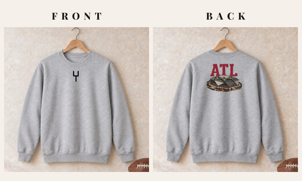 Crewneck + Goalpost Front · Sport Grey · front and back · Atlanta Home Field Advantage crewneck in sport grey