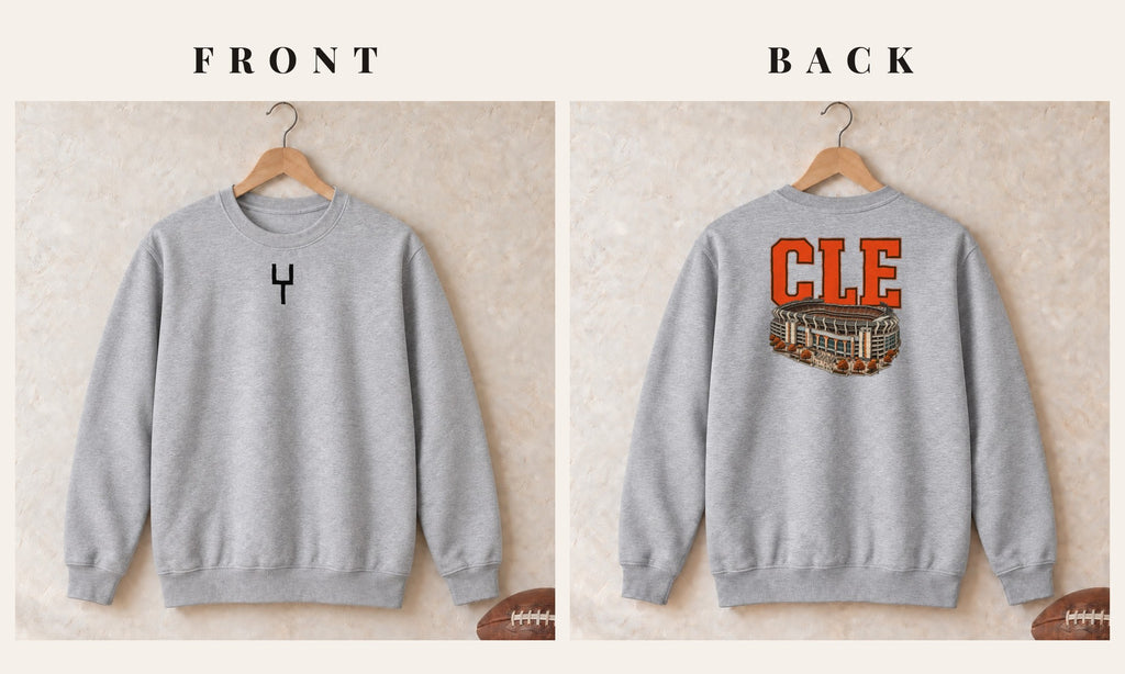 Crewneck + Goalpost Front · Sport Grey · front and back · Cleveland Home Field Advantage crewneck in sport grey
