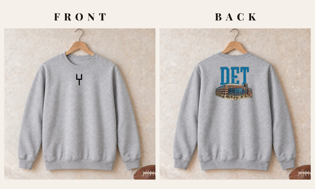 Crewneck + Goalpost Front · Sport Grey · front and back · Detroit Home Field Advantage crewneck in sport grey