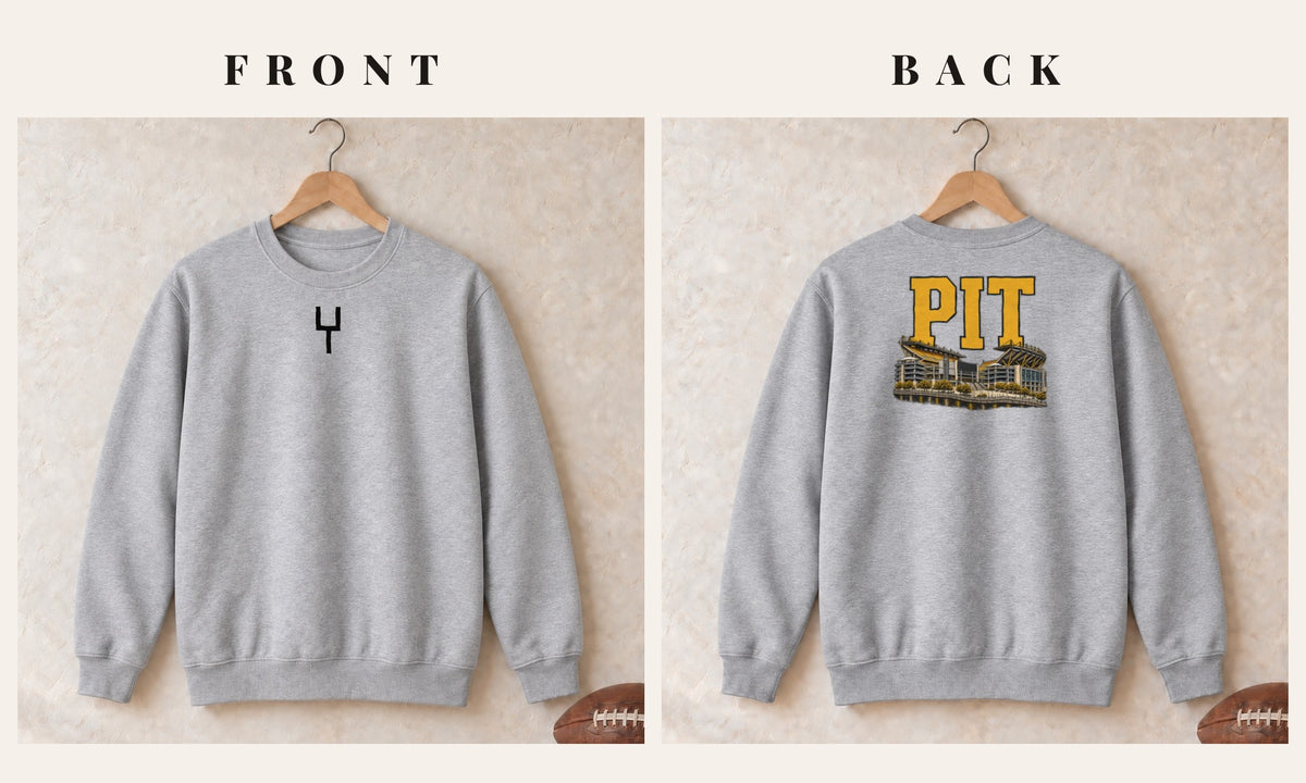 Crewneck + Goalpost Front · Sport Grey · front and back · Pittsburgh Home Field Advantage crewneck in sport grey