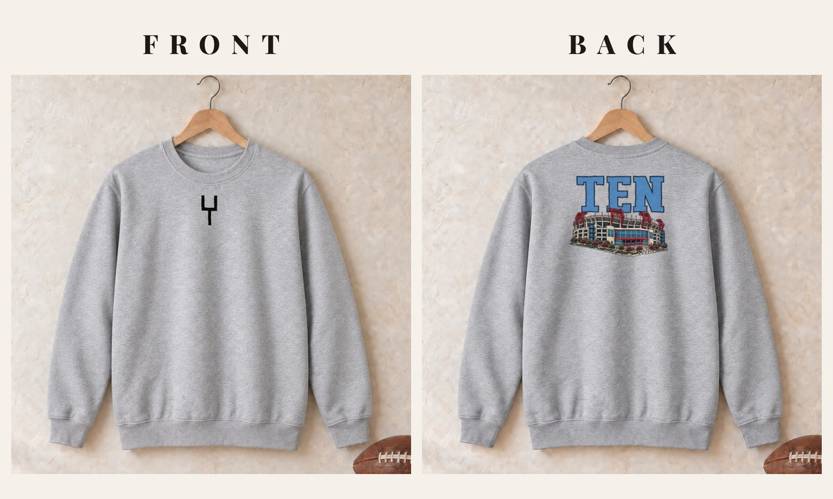 Crewneck + Goalpost Front · Sport Grey · front and back · Tennessee Home Field Advantage crewneck in sport grey