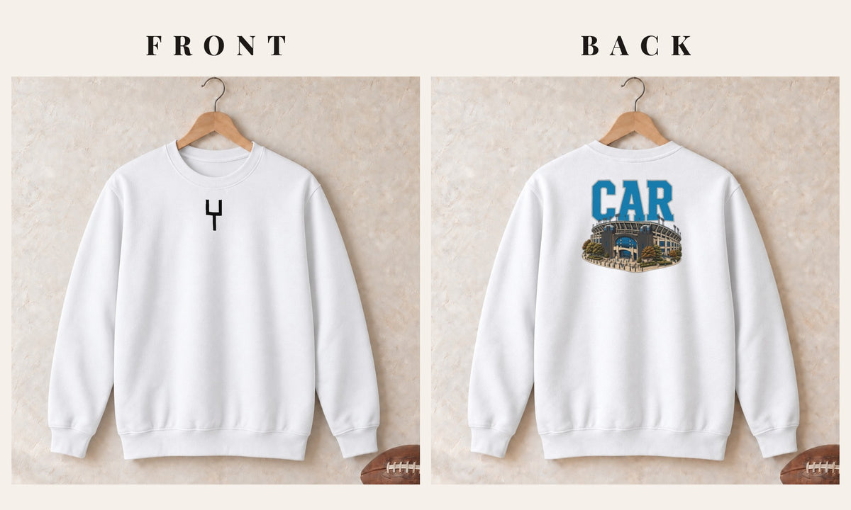 Crewneck + Goalpost Front · White · front and back · Carolina Home Field Advantage crewneck in white