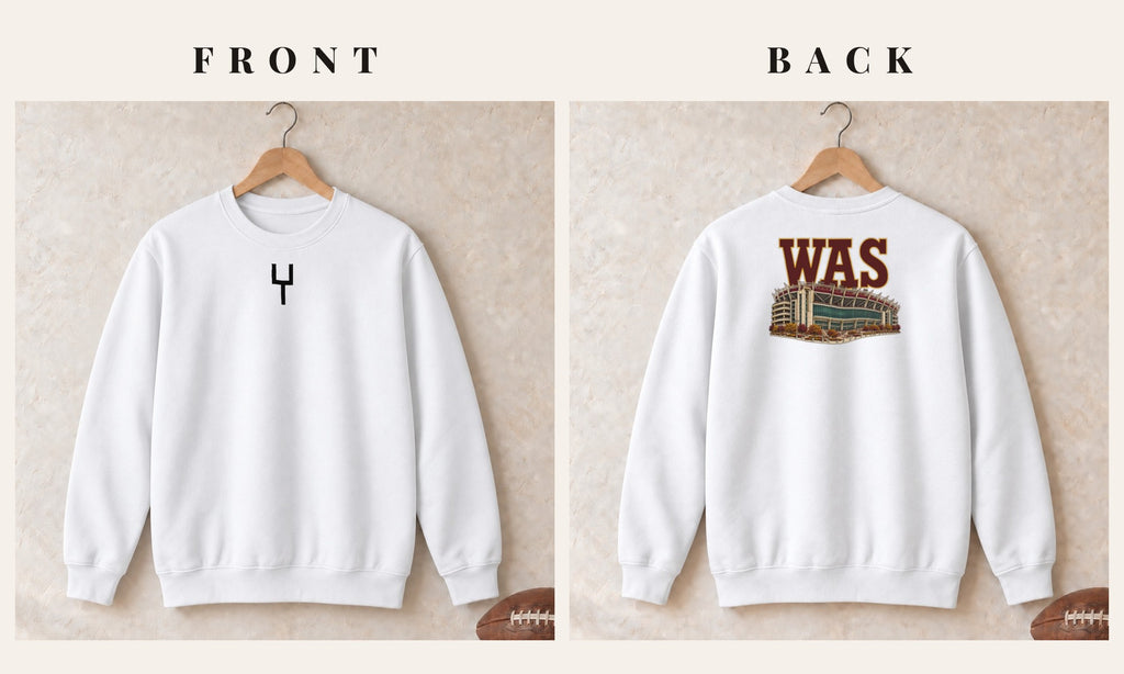 Crewneck + Goalpost Front · White · front and back · Washington Home Field Advantage crewneck in white