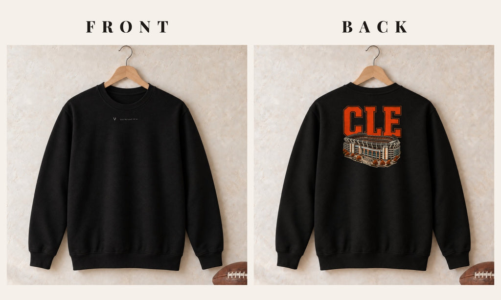 Crewneck + Logo Front · Black · front and back · Cleveland Home Field Advantage crewneck in black