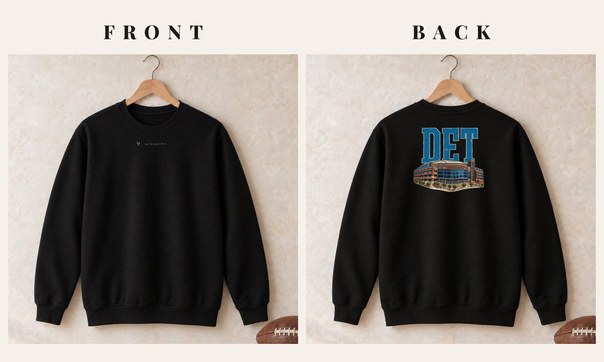 Crewneck + Logo Front · Black · front and back · Detroit Home Field Advantage crewneck in black