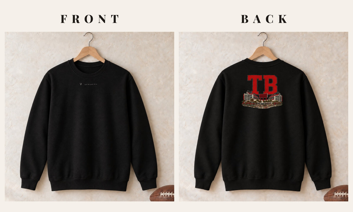 Crewneck + Logo Front · Black · front and back · Tampa Bay Home Field Advantage crewneck in black