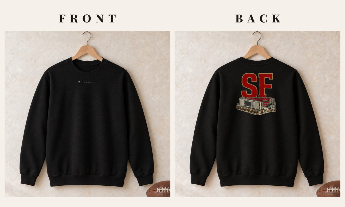 Crewneck + Logo Front · Black · front and back · San Francisco Home Field Advantage crewneck in black