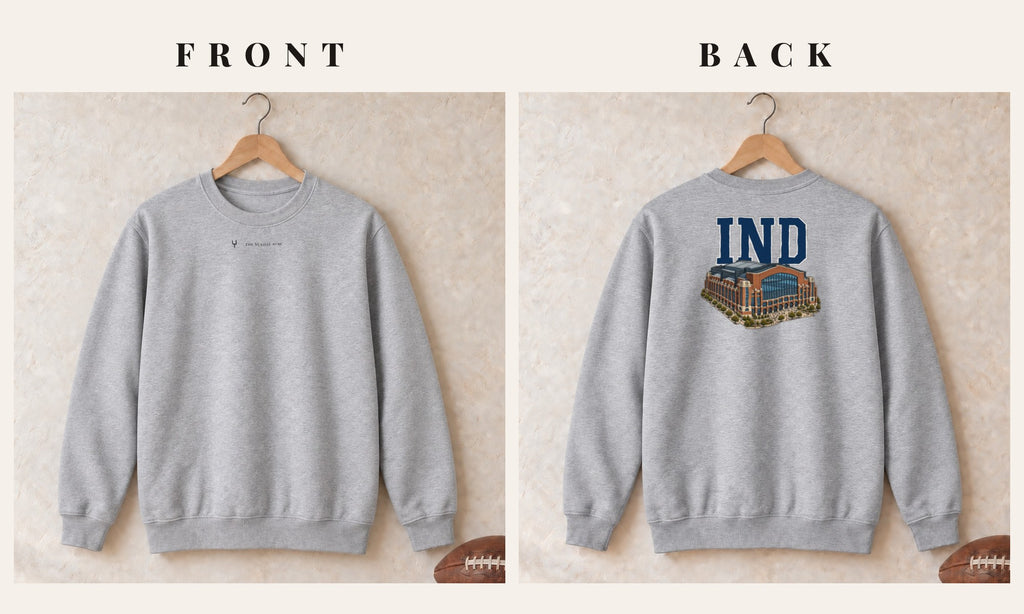 Crewneck + Logo Front · Sport Grey · front and back · Indianapolis Home Field Advantage crewneck in sport grey