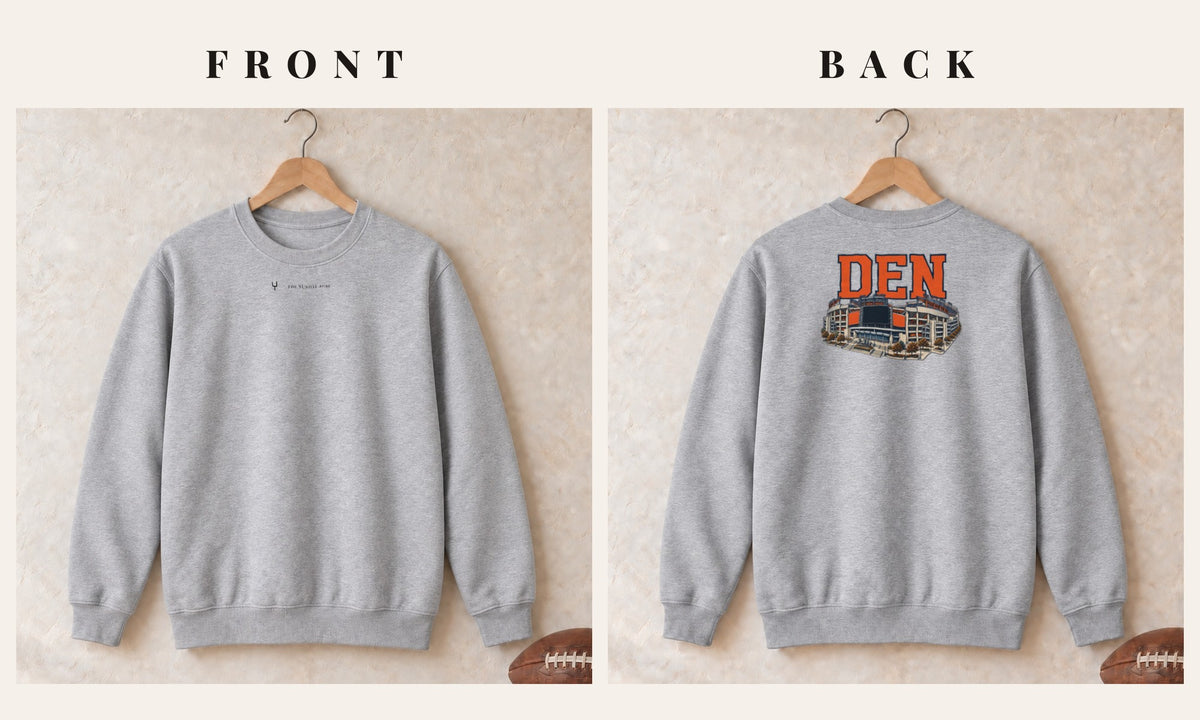 Crewneck + Logo Front · Sport Grey · front and back · Denver Home Field Advantage crewneck in sport grey