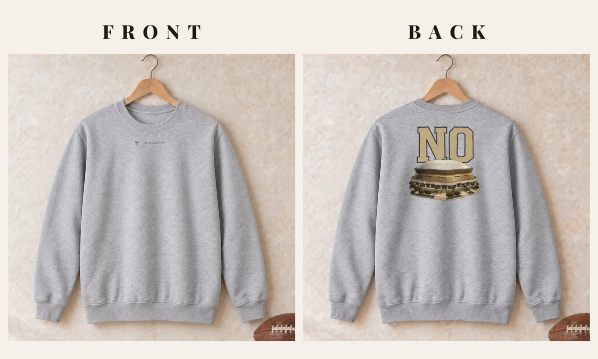 Crewneck + Logo Front · Sport Grey · front and back · New Orleans Home Field Advantage crewneck in sport grey