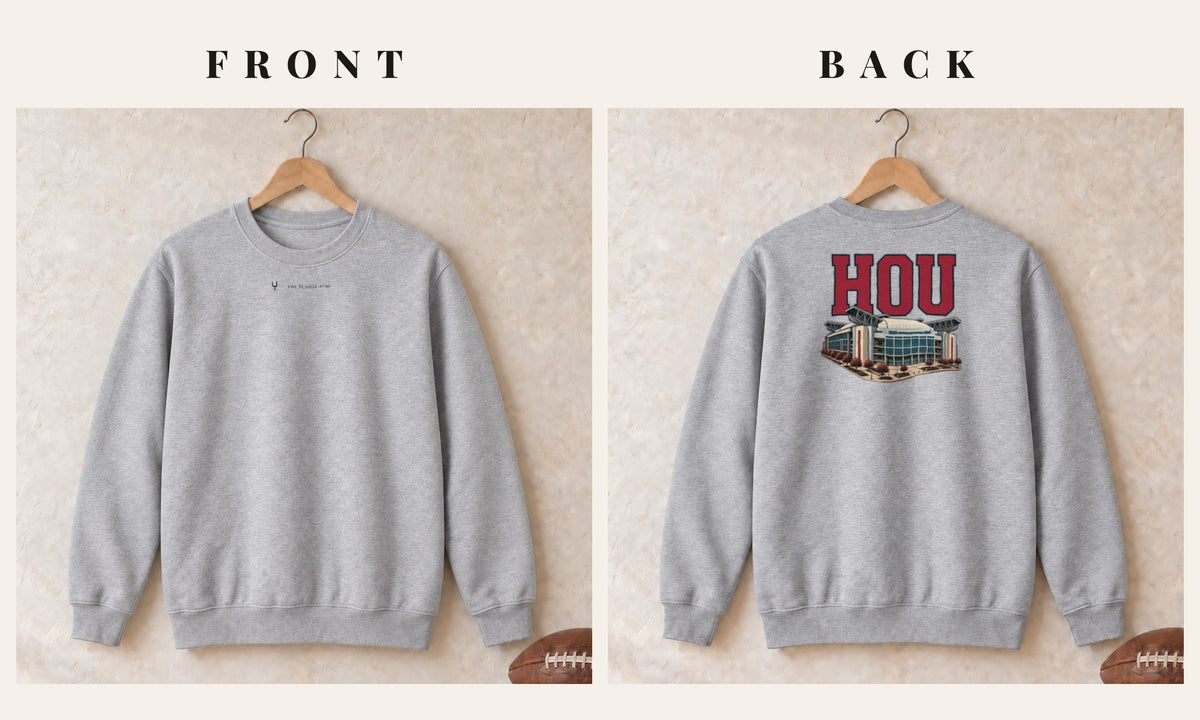 Crewneck + Logo Front · Sport Grey · front and back · Houston Home Field Advantage crewneck in sport grey
