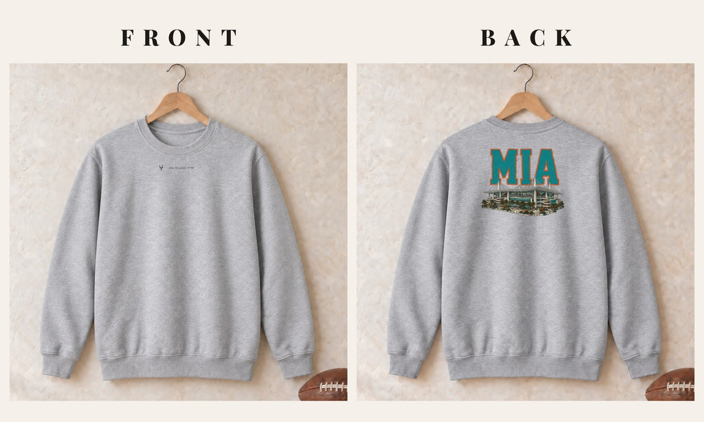 Crewneck + Logo Front · Sport Grey · front and back · Miami Home Field Advantage crewneck in sport grey