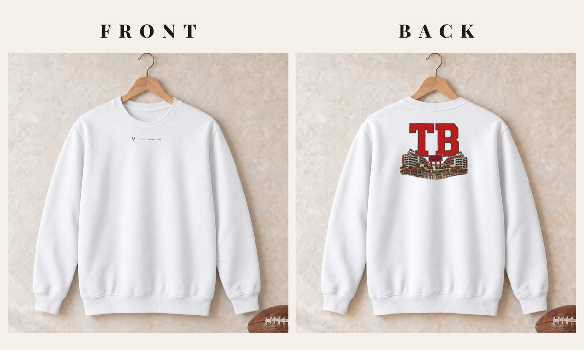 Crewneck + Logo Front · White · front and back · Tampa Bay Home Field Advantage crewneck in white