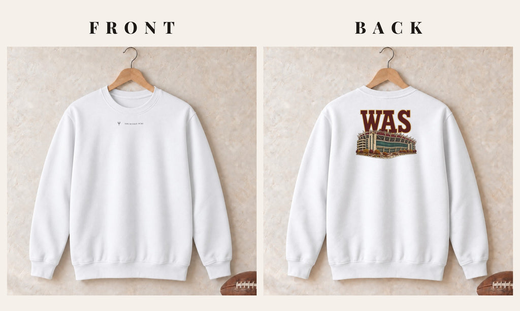 Crewneck + Logo Front · White · front and back · Washington Home Field Advantage crewneck in white