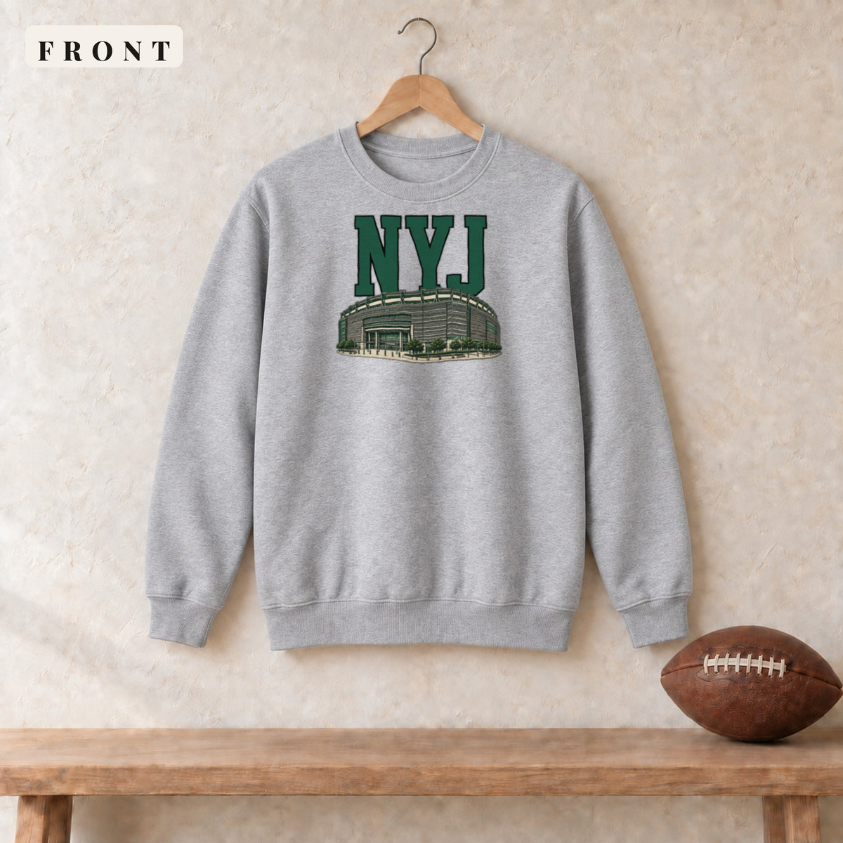 Crewneck · Sport Grey · front · New York Green Home Field Advantage crewneck in sport grey