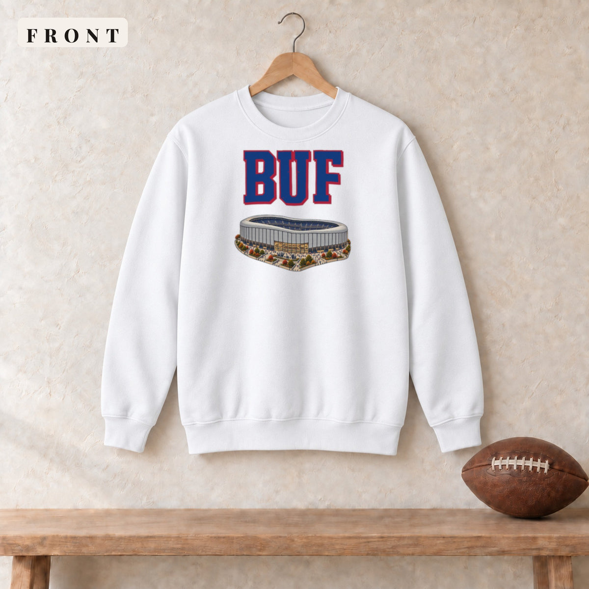 Crewneck · White · front · Buffalo Home Field Advantage crewneck in white
