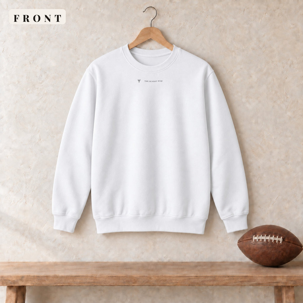 Crewneck · White · front · The Sunday Acre Logo crewneck in white