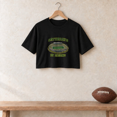 Color Black, Saturdays in Eugene Women's Crop Top in black