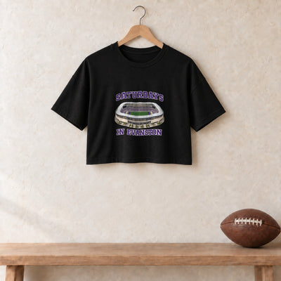 Color Black, Saturdays in Evanston Women's Crop Top in black