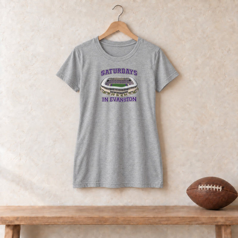 Color Athletic Heather, Saturdays in Evanston Women's Relaxed T-Shirt in athletic heather