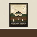 Friendly Ghost Farmhouse — Original Woodcut-Style Art Print