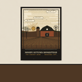 Moody Autumn Homestead — Original Woodcut-Style Art Print