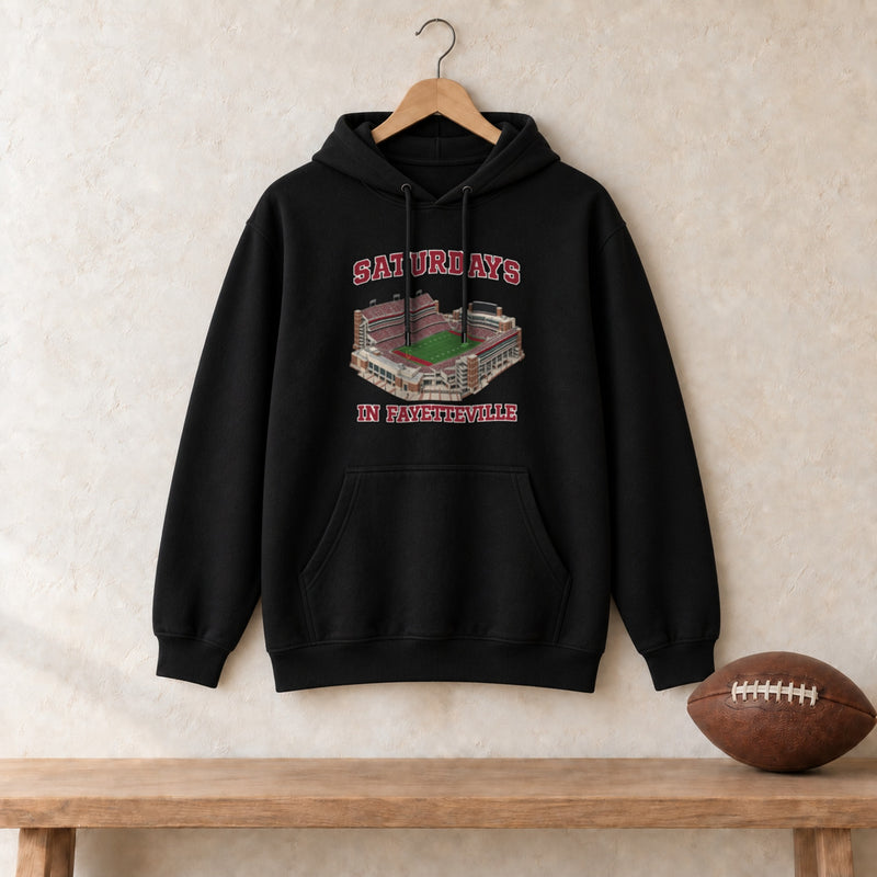 Color Black, Saturdays in Fayetteville Unisex Heavy Blend Hoodie in black