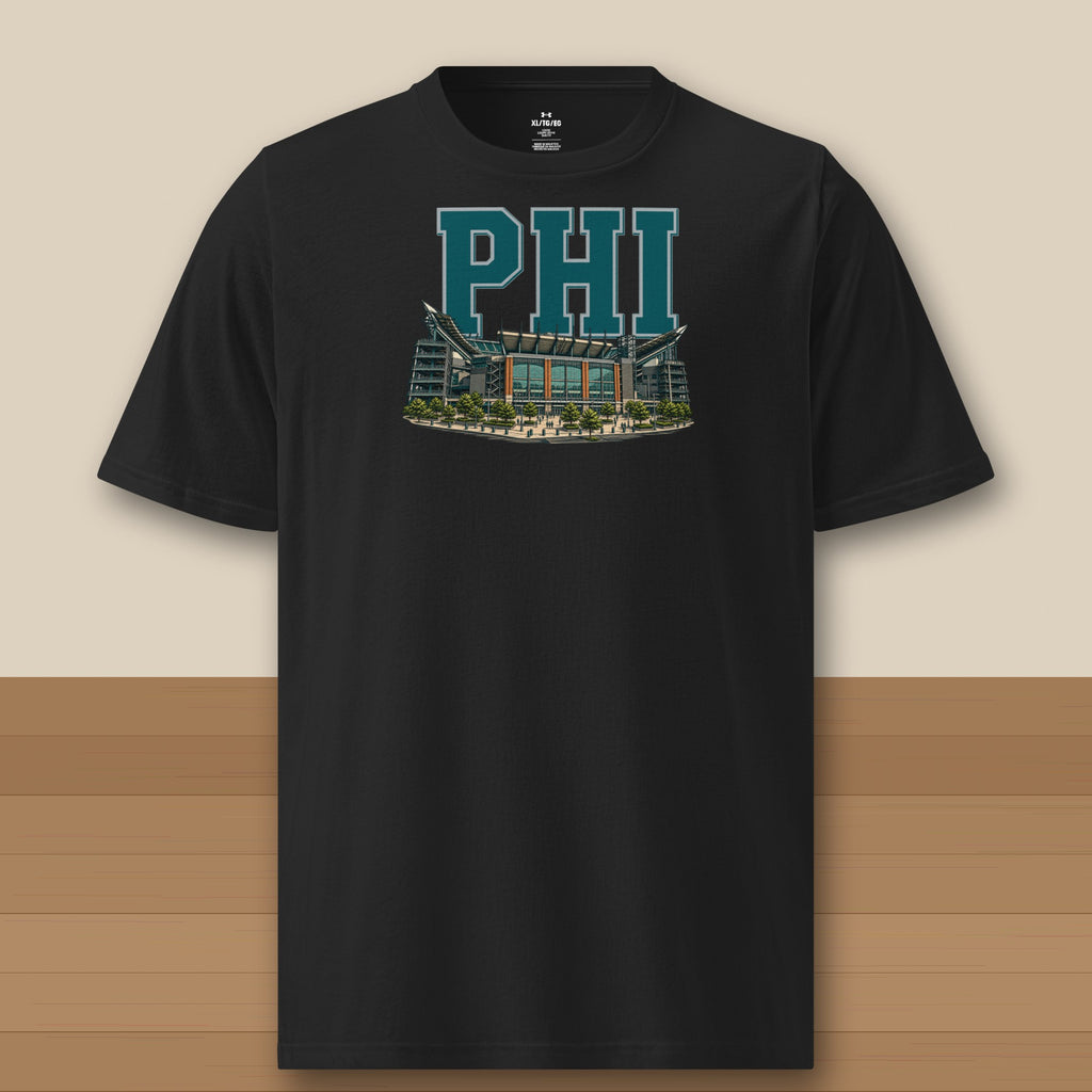 Under Armour Tee · Black · front · Philadelphia Home Field Advantage Under Armour tee in black