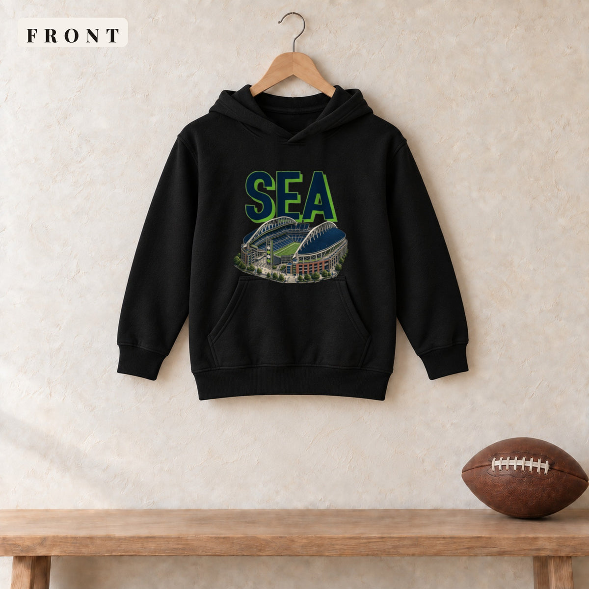 Youth Hoodie · Black · front · Seattle Home Field Advantage youth hoodie in black