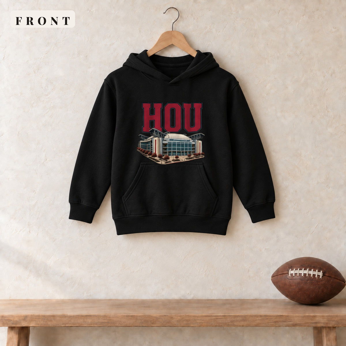 Youth Hoodie · Black · front · Houston Home Field Advantage youth hoodie in black