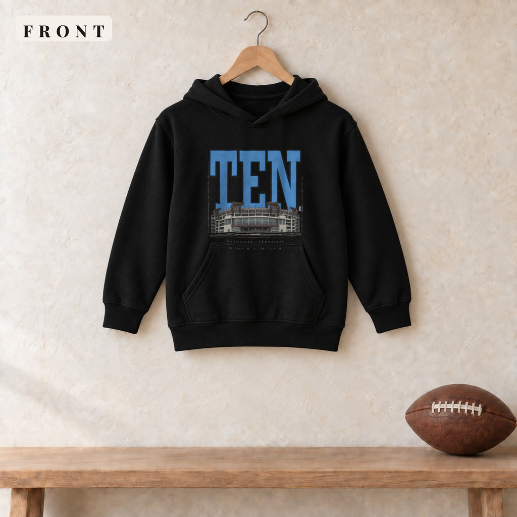 Youth Hoodie · Black · front · Tennessee Blueprint City youth hoodie in black