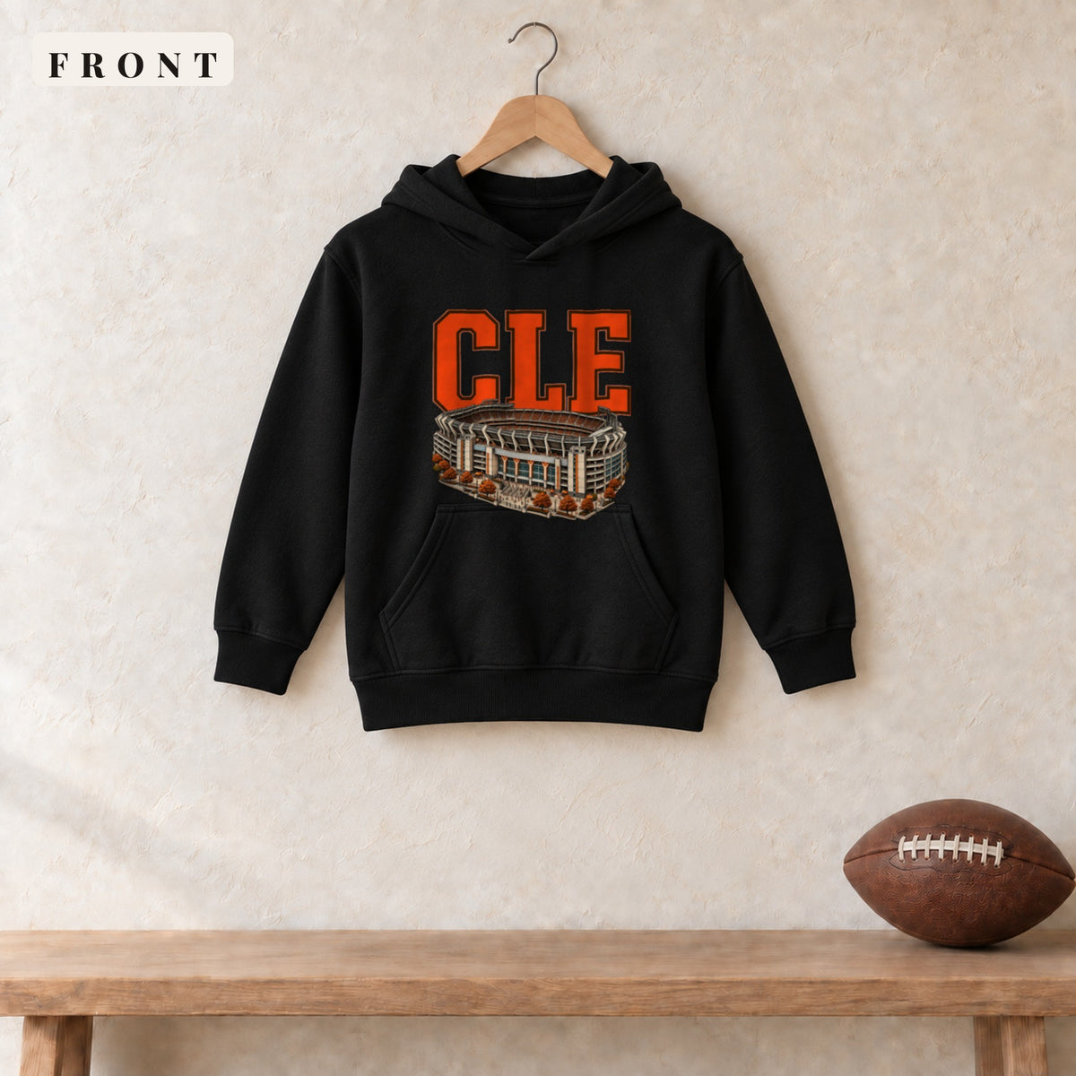 Youth Hoodie · Black · front · Cleveland Home Field Advantage youth hoodie in black