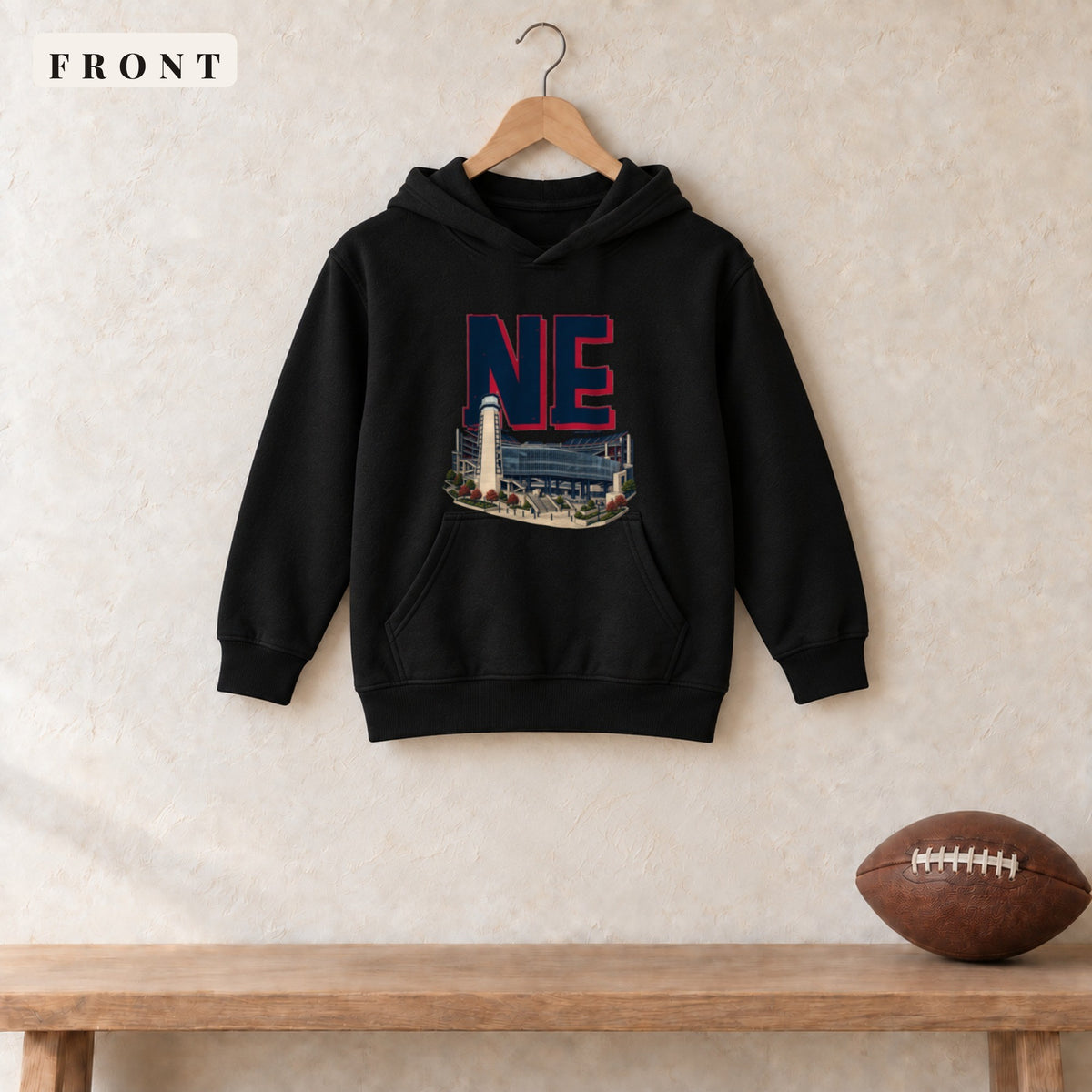 Youth Hoodie · Black · front · New England Home Field Advantage youth hoodie in black