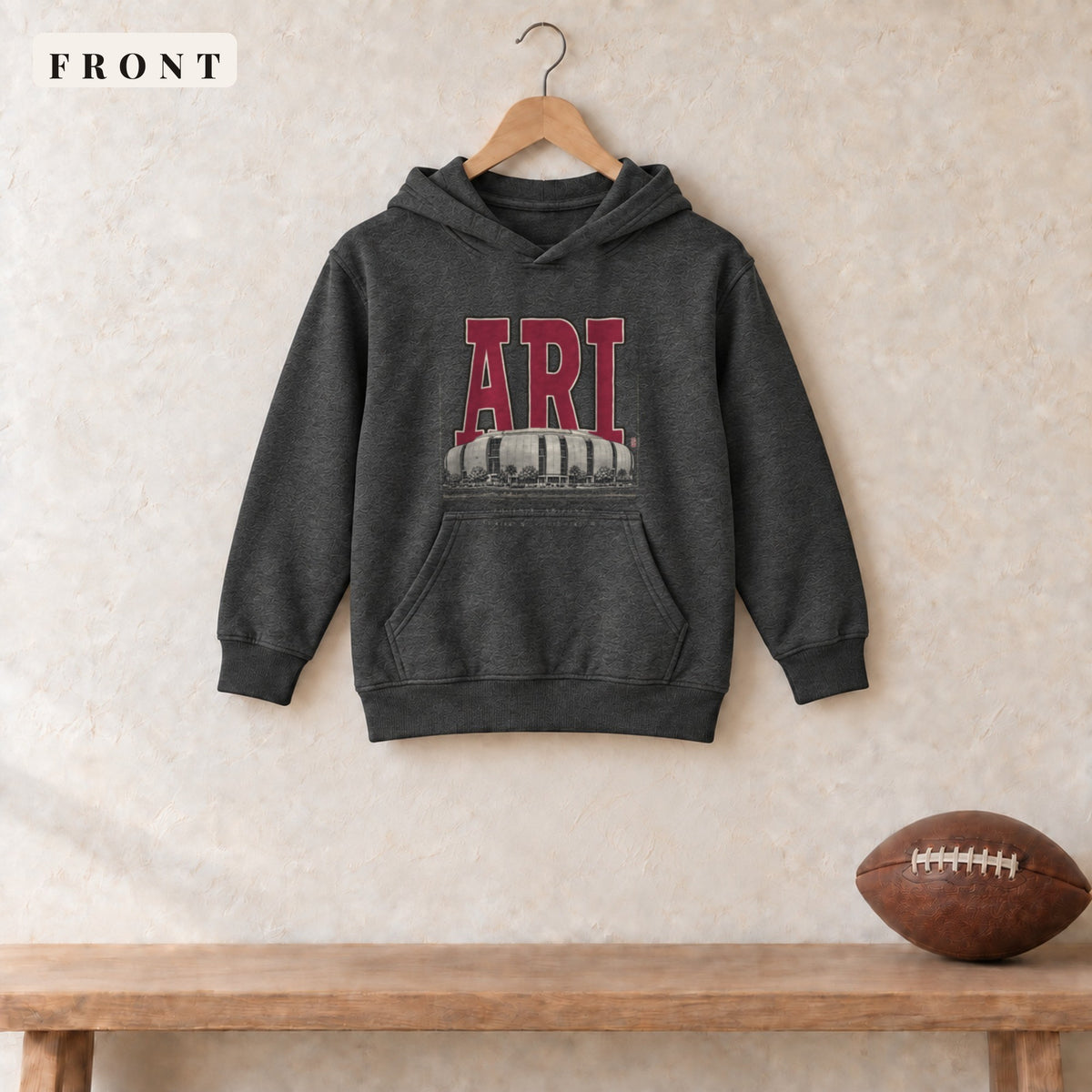 Youth Hoodie · Dark Heather · front · Arizona Blueprint City youth hoodie in dark heather