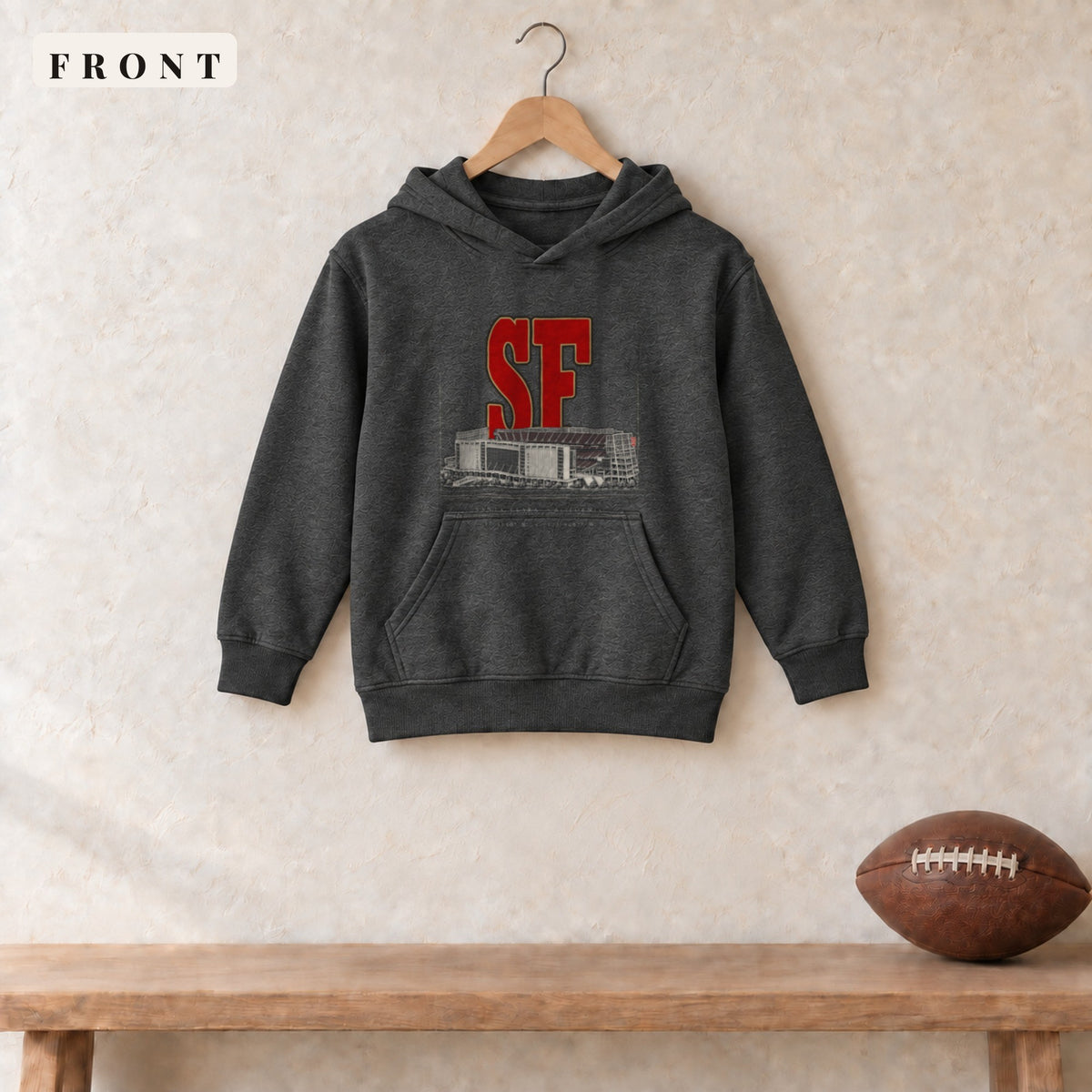 Youth Hoodie · Dark Heather · front · San Francisco Blueprint City youth hoodie in dark heather