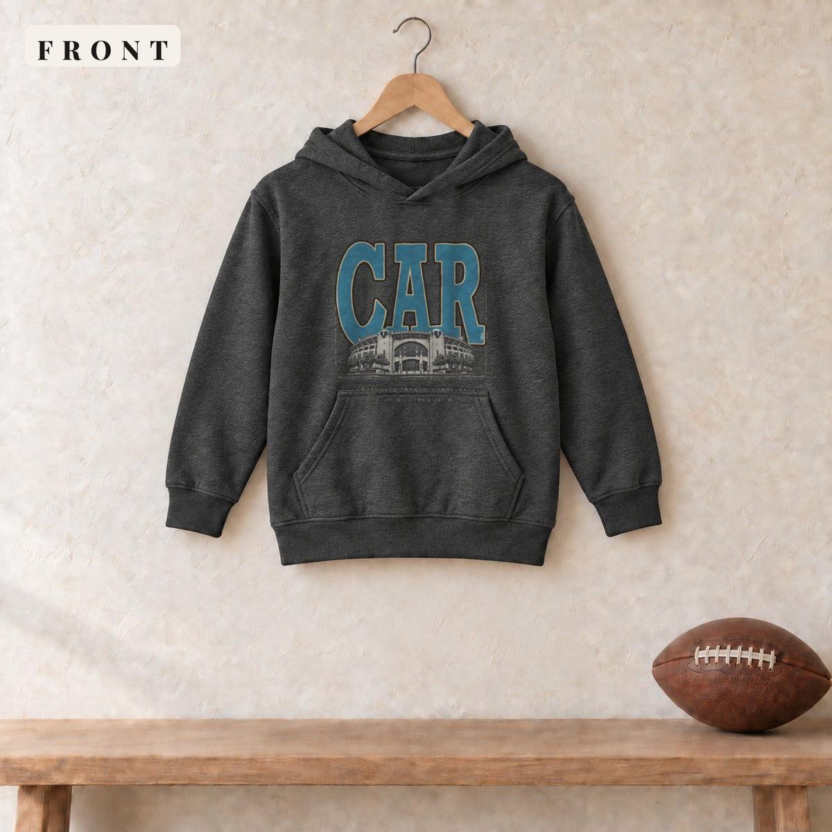 Youth Hoodie · Dark Heather · front · Carolina Blueprint City youth hoodie in dark heather