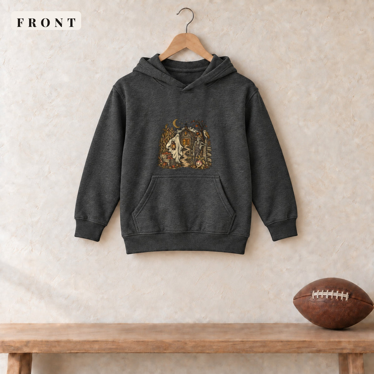 Youth Hoodie · Dark Heather · front · All Hollow's Eve After Hours on the Acre youth hoodie in dark heather