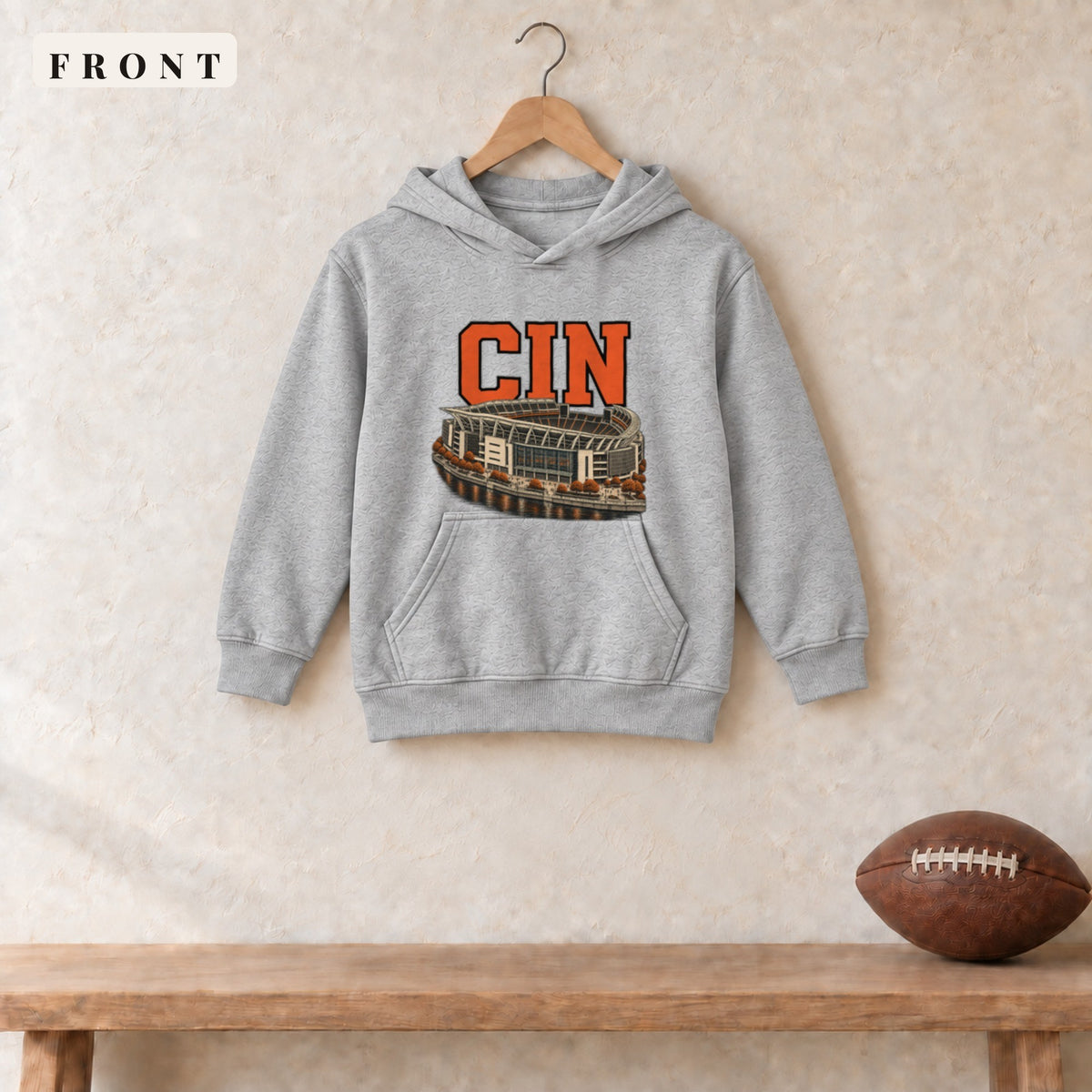 Youth Hoodie · Sport Grey · front · Cincinnati Home Field Advantage youth hoodie in sport grey